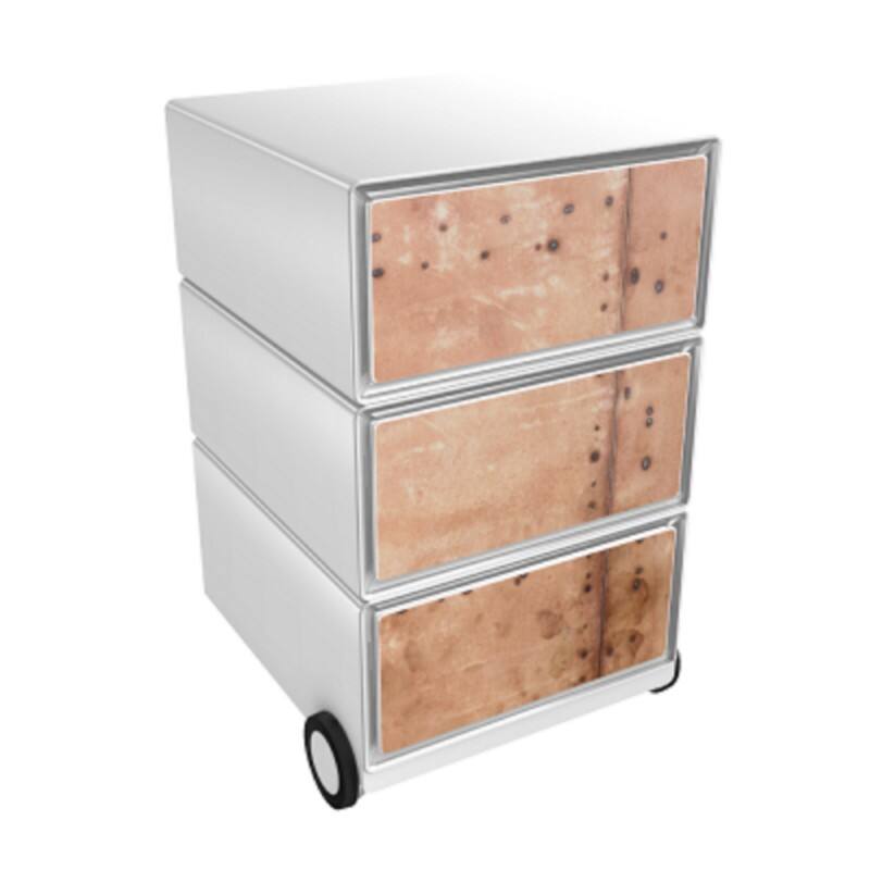 PAPERFLOW Rollcontainer easyBox 3 horizontale Schubladen 642x390x436mm PERSO FERRUM