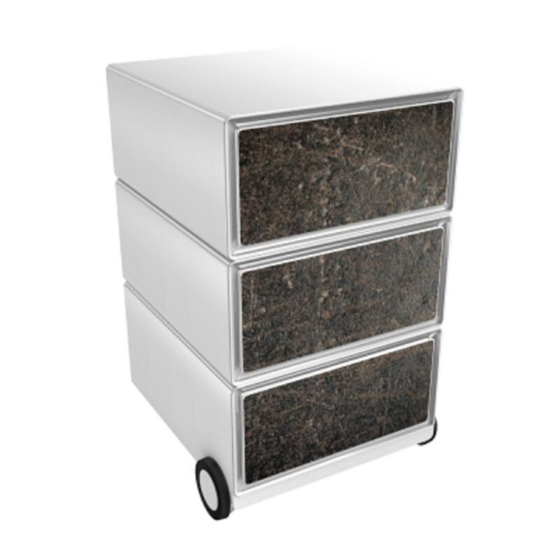 PAPERFLOW Rollcontainer easyBox 3 horizontale Schubladen 642x390x436mm PERSO ALTES LEDER