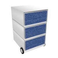 PAPERFLOW Rollcontainer easyBox 3 horizontale Schubladen 642x390x436mm PERSO JEANS