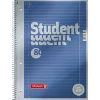 BRUNNEN Student Premium Collegeblock DIN A4 Liniert Spiralbindung Pappkarton Blau Perforiert 160 Seiten 80 Blatt