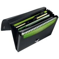 Leitz Recycle Fächermappe A4 5 Fächer CO2 Neutral Schwarz 80% Recycelter Kunststoff