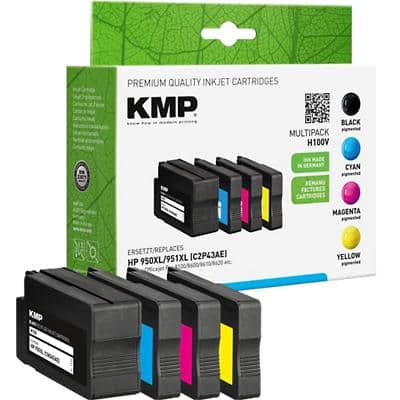 KMP Kompatibel HP 950XL / 951XL Tintenpatrone C2P43AE Schwarz, Cyan,  Magenta, Gelb Multipack 4 Stück | Viking Direkt AT