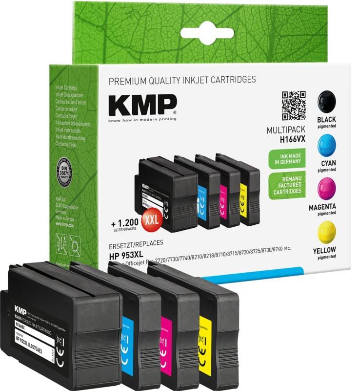 KMP Kompatibel HP 953XL Tintenpatrone 3HZ52AE Schwarz, Cyan, Magenta, Gelb Multipack 4 Stück