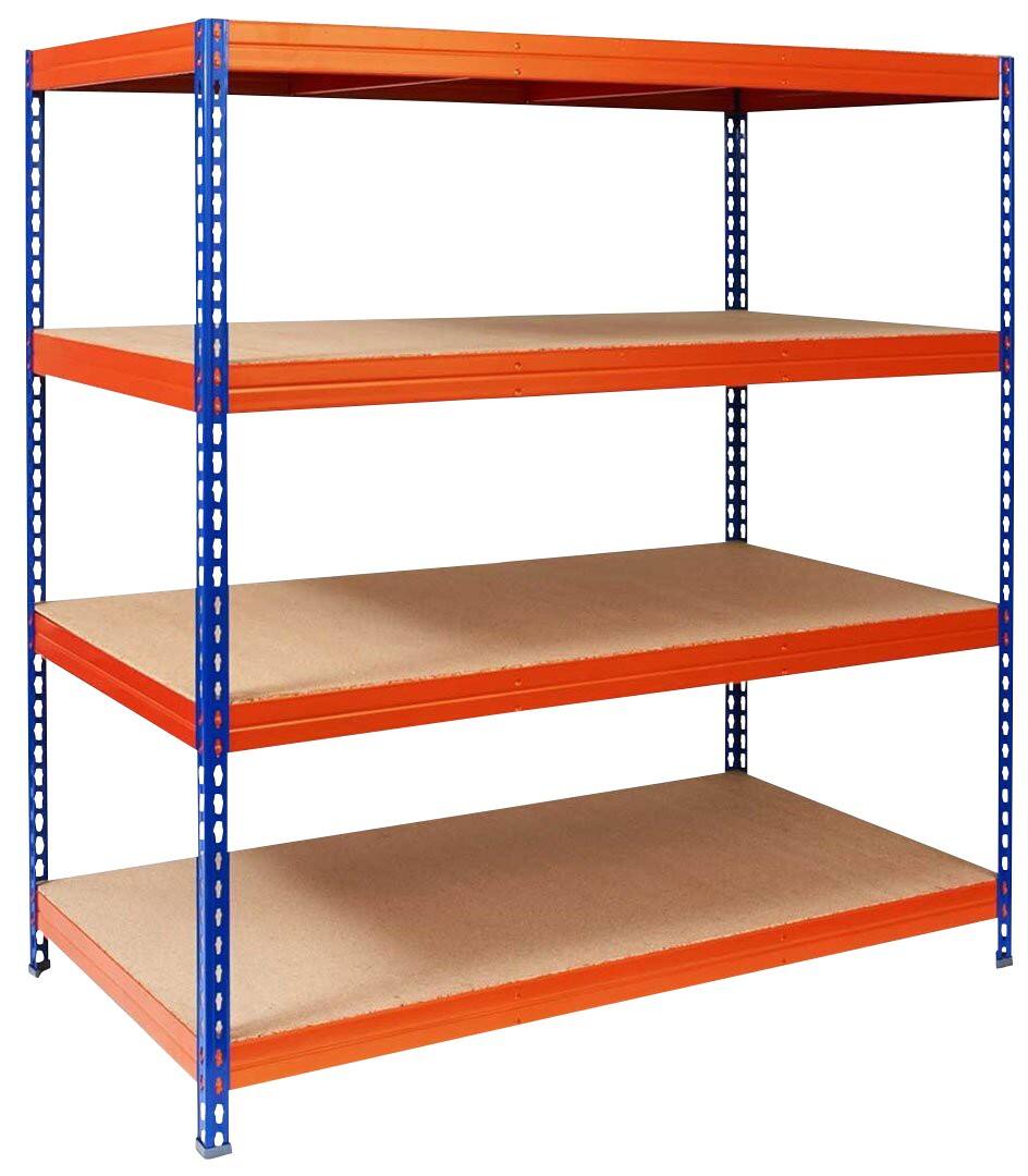 MAMMUT Weitspannregal 4 Fachböden Stahl 1.800 x 600 x 2.000 mm Blau, Orange