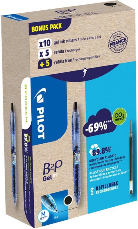 Pilot Einziehbar Gelschreiber Schwarz 0.4 mm Mittel Kegelförmig Nachfüllbar 89% Recycelt 20 Stück