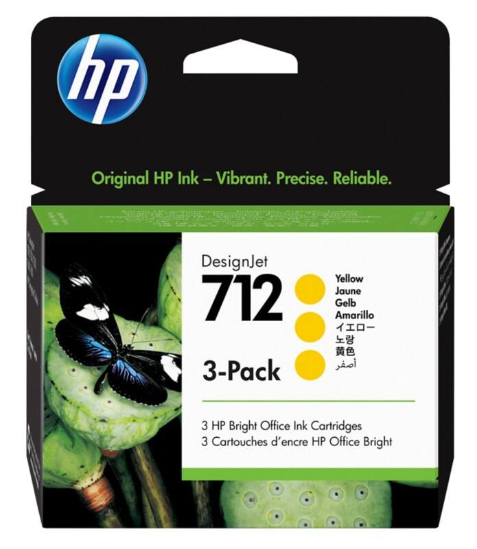HP 712 Original Tintenpatrone 3ED79A Gelb Pack 3 Stück à 29 ml