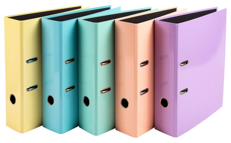 Exacompta Aquarel Ordner Breit A4 80 mm Farbig sortiert 2 Ringe 53560E Kunststoff Glänzend Hochformat 10 Stück