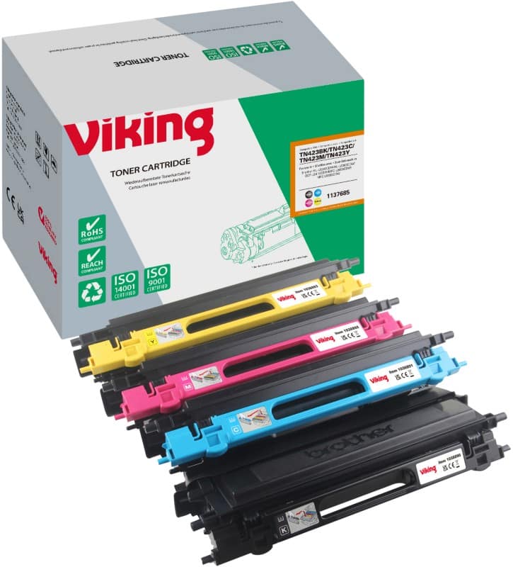 Viking TN-423BK / TN-423C / TN-423M / TN-423Y Kompatibel Brother Tonerkartusche Schwarz, Cyan, Magenta, Gelb Multipack 4 Stück