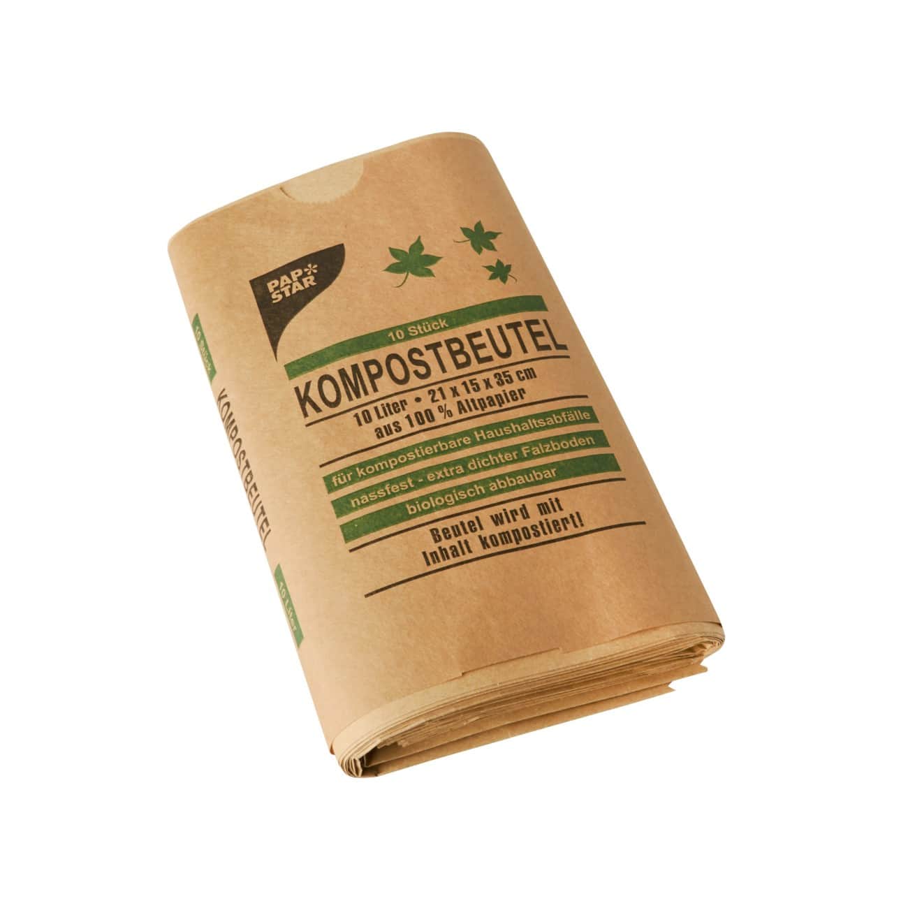 Papstar Kompostbeutel Papier 10 L Braun 10 Stück
