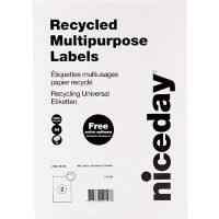 Niceday Recycelte Multifunktionsetiketten 67545 Quadratische Ecken Weiß 80 Blatt à 2 Etiketten