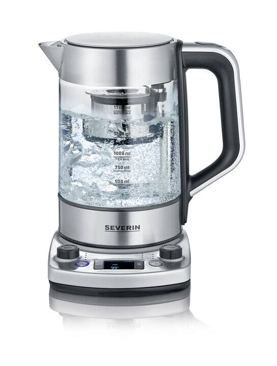 SEVERIN Wasserkocher 1.7 L Schwarz, Silber, Transparent 3000 W WK 3422