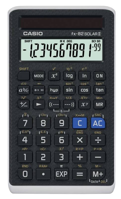 Casio Wissenschaftlicher Taschenrechner FX-82SOLAR II 12-stelliges Display Schwarz
