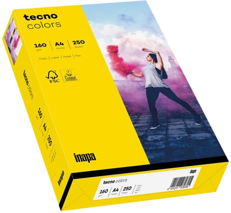 tecno A4 Farbiges Papier Intensives Gelb 160 g/m² 250 Blatt