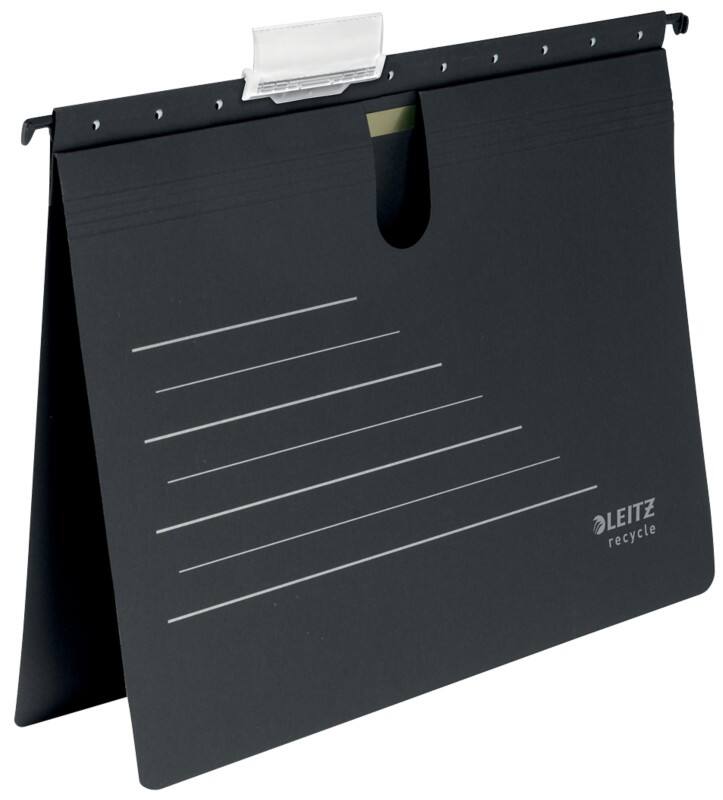Leitz ALPHA Recycle Hängehefter 1920 A4 Kaufmännische Heftung V-Base 15 mm 275 g/m² Schwarz 100% Recycelter Karton 10 Stück