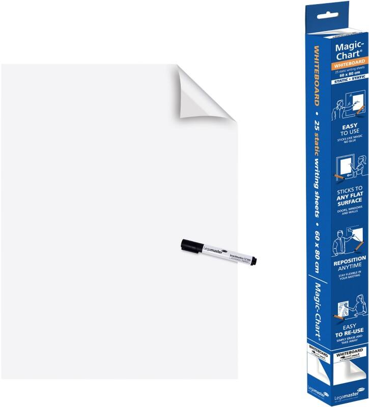 Legamaster Magic-Chart XL Whiteboardfolie 7-159154 120 x 90 cm einfarbig weiß Rolle mit 15 Blatt