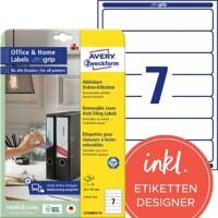 AVERY Zweckform L4760REV-10 Ordneretiketten A4 Weiß 38 x 192 mm 10 Blatt à 7 Etiketten