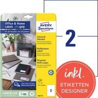 AVERY Zweckform Universaletiketten 3655-10 Ja DIN A4 Weiß 210 x 148 mm 10 Blatt à 2 Etiketten