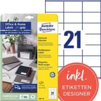 AVERY Zweckform Universaletiketten 3481-10 Ja DIN A4 Weiß 70 x 41 mm 10 Blatt à 21 Etiketten