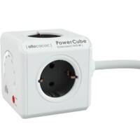 Allocacoc 9710 / DEEXWF PowerCube Steckdosenwürfel mit WLAN-Repeater 4 Steckdosen Typ 1,5m Weiß, Rot