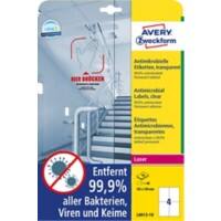 Avery L8013-10 Antimikrobielle Etiketten DIN A4 Transparent 105 x 148 mm 10 Blatt à 4 Etiketten