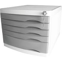Helit Schubladenbox mit 5 Schubladen The Safe A4 Kunststoff Grau 230 x 300 x 355 mm