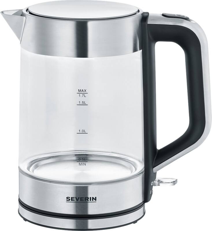 SEVERIN Kabelloser Wasserkocher 1,7 L Glas, Edelstahl Transparent 2200 W