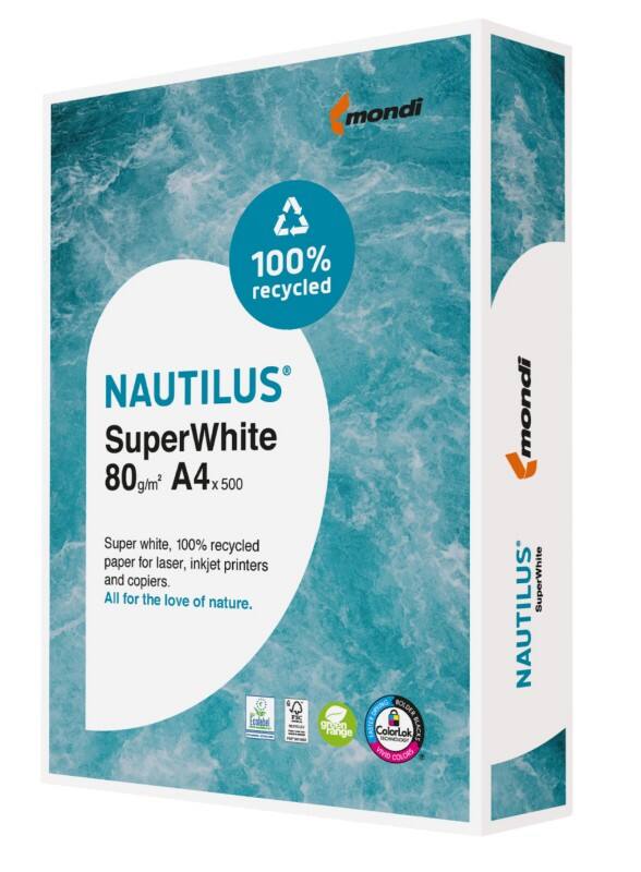 Nautilus SuperWhite A4 Druckerpapier 80 g/m² Glatt Weiß 500 Blatt