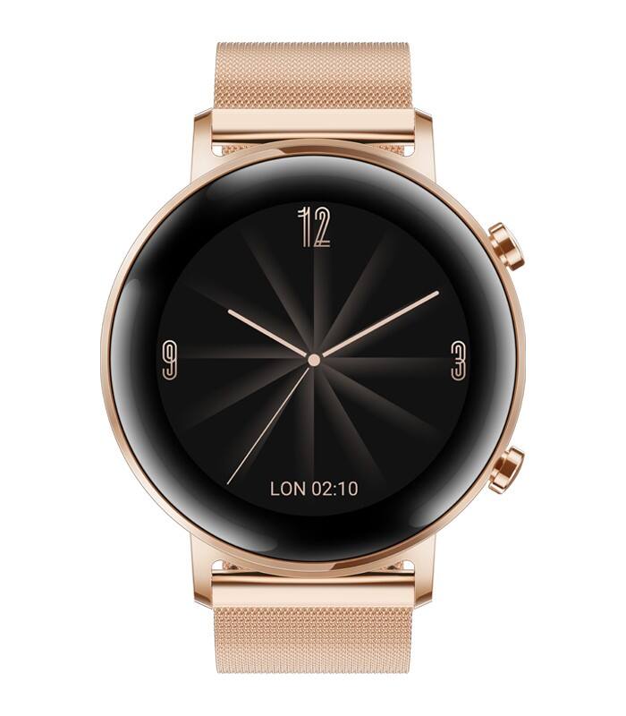HUAWEI GT 2 Smartwatch Roségold Edelstahl Gehäusefarbe 41.8 x 41.8 x 9.4 mm Gehäusegröße Roségold Armbandfarbe