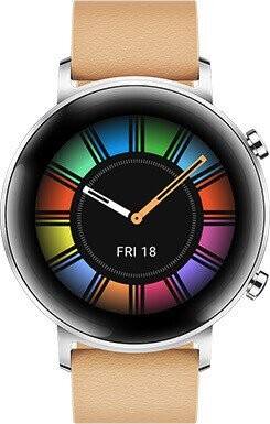 HUAWEI GT 2 Smartwatch Silber Edelstahl Gehäusefarbe 41.8 x 41.8 x 9.4 mm Gehäusegröße Khaki Armbandfarbe