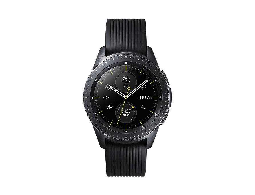 SAMSUNG Galaxy Watch SM-R810 Smartwatch Schwarz Gehäusefarbe 45.7 x 41.9 x 12.7 mm Gehäusegröße Armbandfarbe Schwarz
