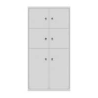 Bisley Schießfachschrank LateralFile™ Lodge mit 4 Schließfächern à H 375 mm und 2 Schließfächern à 755 mm 1605 x 800 x 470 mm Lichtgrau