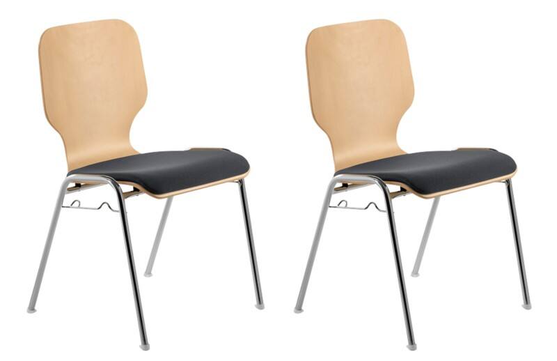 Mayer Sitzmöbel Stapelstuhl myDARIO Anthrazit Chrom Stoff 4 Metallfüße 2 Stück