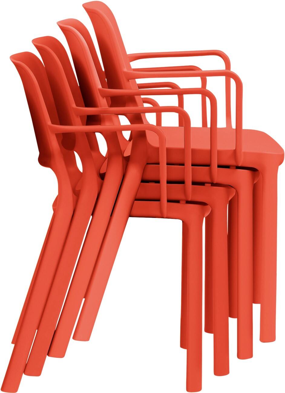 Mayer Sitzmöbel Stapelstuhl myNUKE Himbeerrot Polypropylen Kunststoff 4 Füße 4 Stück mit Armlehnen