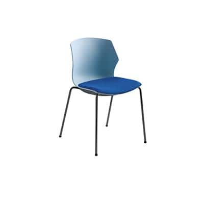 Mayer Sitzmöbel Stapelstuhl myPRIMO Mittelblau Stoff 4 Metallfüße 2 Stück