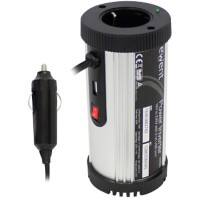 ewent Wechselrichter 150 W 12 V 230 V 2,1 A USB-Anschluss Schwarz, Silber