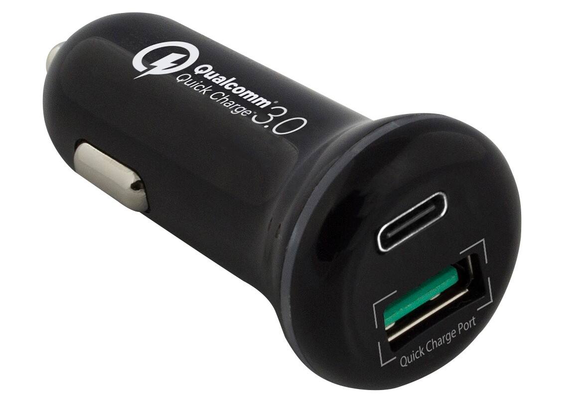ewent USB Auto-Ladegerät 36 W 1 x USB-C mit PD 1 x USB-A mit Schnellladeunterstützung Schwarz