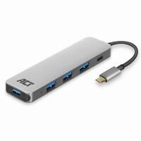 ACT USB-C Hub AC7053 1 x USB C Stecker, 4 x USB 3 A Buchse, 1 x USB C Buchse