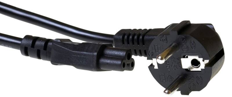 ACT Power Kabel Netzstecker CEE7/7 Stecker (gewinkelt) - C5 Schwarz 3 m