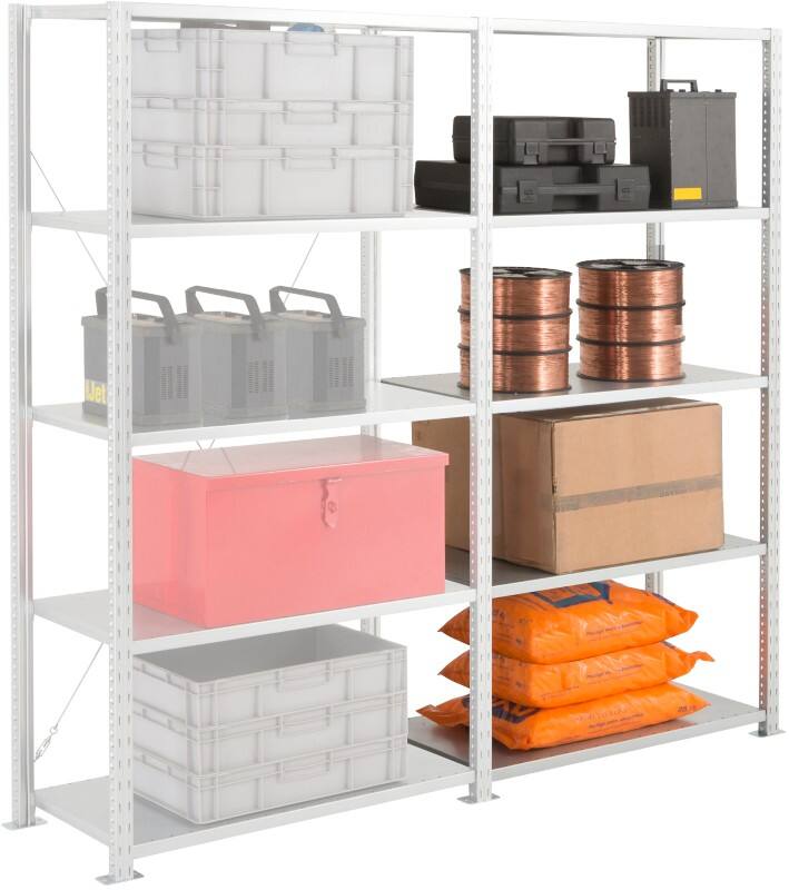 MANORGA Adaptiv Anbauregal 5 Fachböden 1.000 x 500 x 2.000 mm Grau