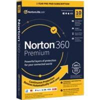 Norton 360 Premium 10 Geräte 1 Jahr Inklusive sicherem VPN und Passwort-Manager PCs, Mac Smartphones und Tablets Automatische Erneuerung