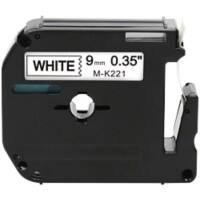 Rillstab Kompatibel Brother M-K221 Kompatibel Schriftband Selbstklebend Schwarzer Druck auf Weiß 9 mm x 8m