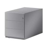 Rollcontainer Note mit seitlicher Griffleiste und drei Universalschubladen à Höhe 150 mm 495 x 420 x 775 mm Silber