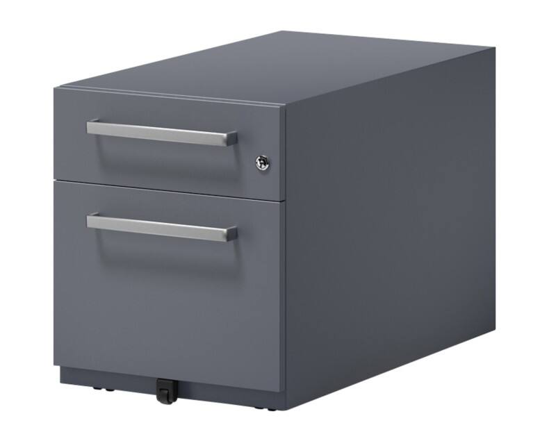 Rollcontainer Note mit Designgriff und einer Universalschublade à Höhe 150 mm und eine Schublade für Hängeregistratur 495 x 420 x 775 mm Anthrazit