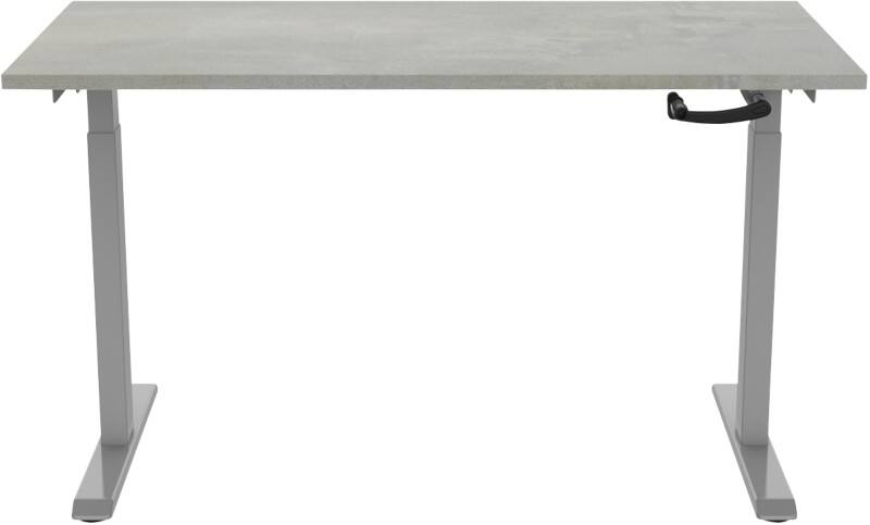 euroseats Crank Sitz-Stehschreibtisch Rechteckig Beton T-Fuß 1.400 (B) x 800 (T) x 1.190 (H) mm Metall