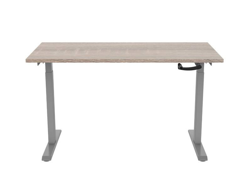 euroseats Crank Sitz-Stehschreibtisch Rechteckig Eiche T-Fuß 1.400 (B) x 800 (T) x 1.190 (H) mm Metall