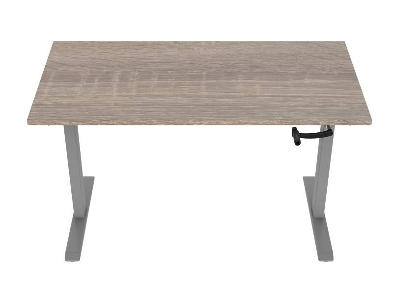 euroseats Crank Sitz-Stehschreibtisch Rechteckig Eiche T-Fuß 1.600 (B) x 800 (T) x 1.190 (H) mm Metall