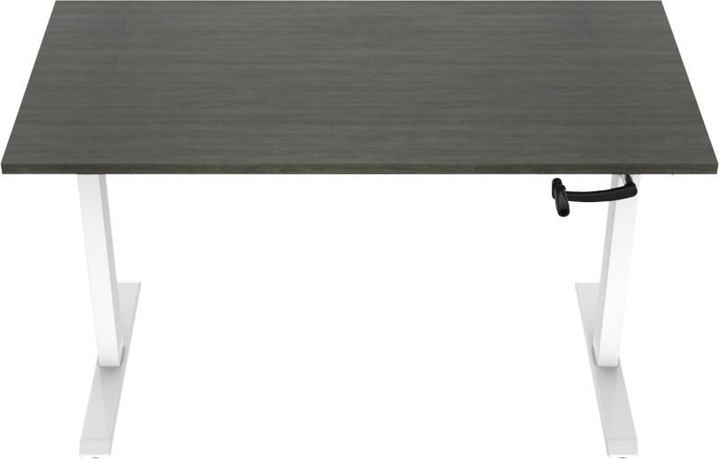 euroseats Crank Sitz-Stehschreibtisch Rechteckig Eiche T-Fuß 1.400 (B) x 800 (T) x 1.190 (H) mm Metall