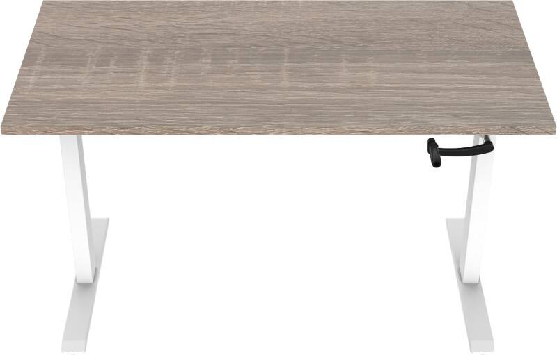 euroseats Crank Sitz-Stehschreibtisch Rechteckig Eiche T-Fuß 1.200 (B) x 800 (T) x 1.190 (H) mm Metall