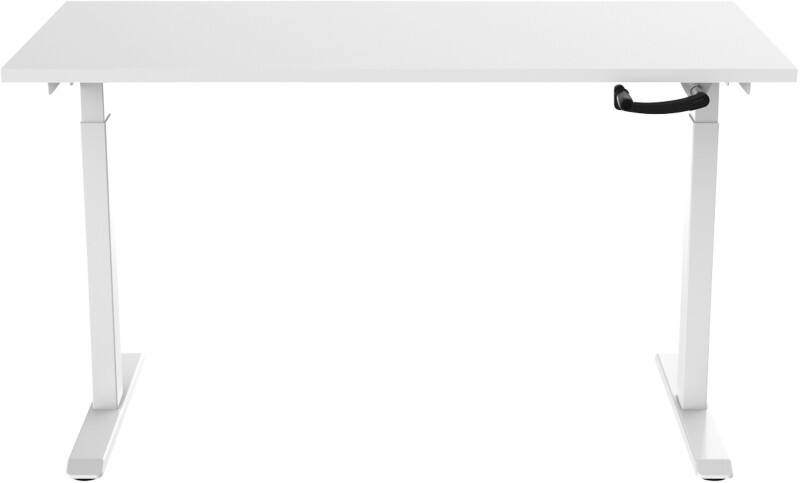 euroseats Crank Sitz-Stehschreibtisch Rechteckig Weiß T-Fuß 1.200 (B) x 800 (T) x 1.190 (H) mm Metall