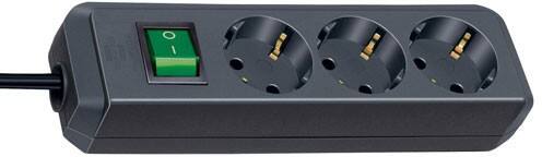 brennenstuhl 1152300015 Eco-Line Steckdosenleiste 3-fach F-Buchsen 1,5 m Mit Schalter Schwarz